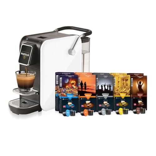 Martello Kapselmaschine SMART weiß | 1400 Watt | 20 Bar | 0,75 Liter + 100 Martello Kaffeekapseln PROBIERSET | UTZ Zertifiziert, Nachhaltig und Fair, von Hand gepflückt Martello Kapselmaschine SMART weiß | 1400 Watt | 20 Bar | 0,75 Liter + 100 Martello Kaffeekapseln PROBIERSET | UTZ Zertifiziert, Nachhaltig und Fair, von Hand gepflückt von MARTELLO Café
