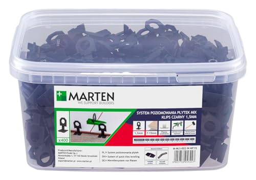 MARTEN Fliesen Ersatzclips für Nivelliersystem Keile Fliesendicke 7-15 mm Fliesen Verlegehilfe Fugenbreite 1mm 1,5 mm 2mm 3mm Zange (1,5MM, 400 Laschen) von MARTEN