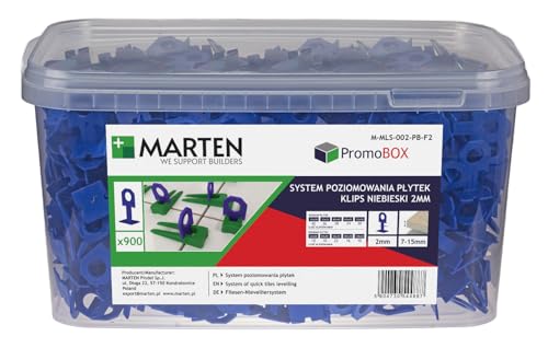 MARTEN Fliesen Ersatzclips für Nivelliersystem Keile Fliesendicke 7-15 mm Fliesen Verlegehilfe Fugenbreite 1mm 1,5 mm 2mm 3mm Zange (2MM, 900 Laschen) von MARTEN