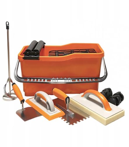 MARTEN TYTANX Profi Fliesenleger Set 10-teilig – Komplettset mit Eimer Kellen Fugbrettern Mischwerkzeug Edelstahl – Perfekt als Geschenk oder zur täglichen Arbeit von MARTEN