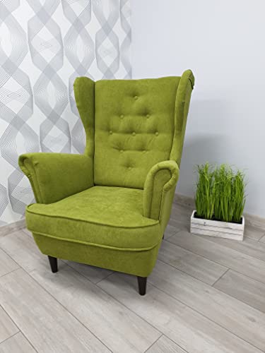 MartHome Einzelsofa Loungesessel Wohnzimmersessel, Stoffsessel - Relax Sessel TV Ohrensessel, Bequemer Loungesessel Wohnzimmer - Skandinavischer Sessel (Grün A9) von MartHome