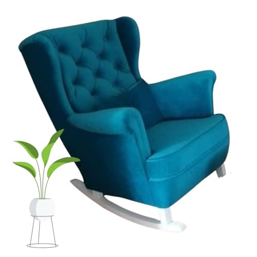 MartHome Schaukelstuhl Wohnzimmer - Relaxsessel, Schwingsessel - Stillstuhl, Schaukelstuhl - Komfortable Sessel für Schwangere Frauen, Velour Schaukelsessel, Relaxstuhl (Blau) von MartHome