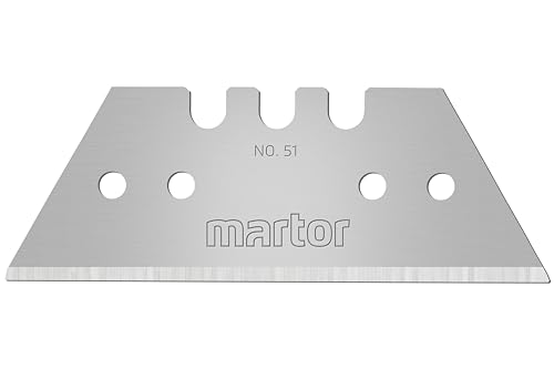 MARTOR 10 x TRAPEZKLINGE, Ersatzklingen Cuttermesser, Sicherheitsmesser, 19 mm, Scharf, Im Spender, 2-fach Nutzbar, NR. 51 von MARTOR
