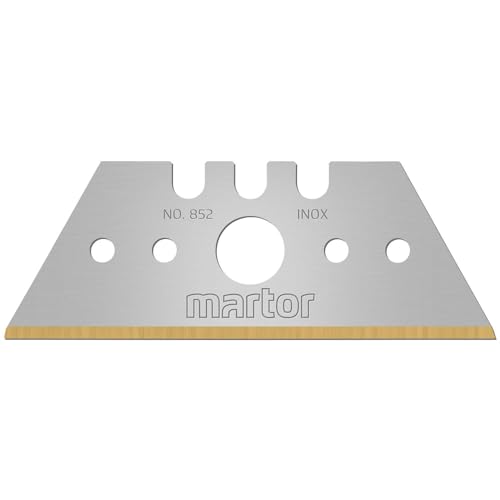 MARTOR 5 x TRAPEZKLINGE, Ersatzklingen Cuttermesser, Sicherheitsmesser, 19 mm, Scharf, Im Spender, TIN-beschichtet, 2-fach Nutzbar, NR. 852 von MARTOR
