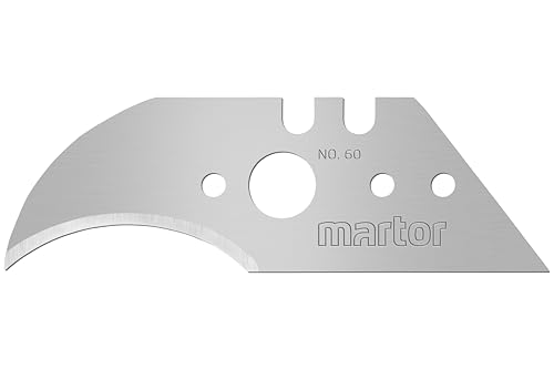 MARTOR 10 x HAKENKLINGE mit Spitzer Klinge, Ersatzklingen für Cuttermesser, Sicherheitsmesser, Länge 59 mm, Scharf mit 2 seitigem Schliff, Im Magazin, NR. 60 von MARTOR
