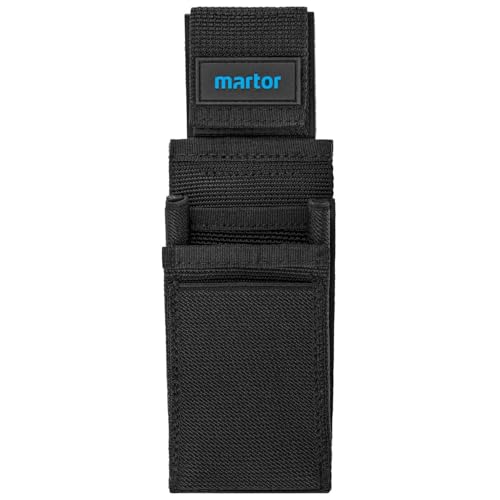 MARTOR GÜRTELTASCHE L Für Cuttermesser, Tasche Mit 5 Fächern Für Sicherheitsmesser/Stift/Schere, Mit Clip & Klettverschluss, Nylon, Schwarz von MARTOR
