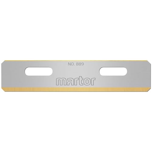 MARTOR Injektorklinge Nr. 889 (100 Stück) - Rostfreier Stahl mit TiN-Beschichtung - Abgerundete Spitzen für Sicherheit - 2-seitiger Schliff - Ersatzklinge von MARTOR