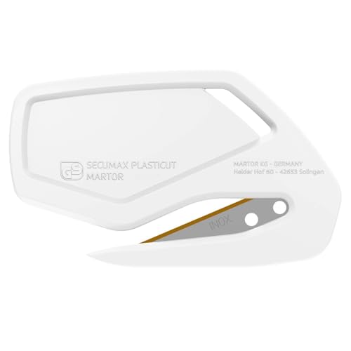 MARTOR Sicherheitsmesser SECUMAX PLASTICUT mit SPITZKLINGE 885 (Abmessungen 76 x 3 x 45,5 mm, Gewicht 7,2 g, Schnitttiefe 4 mm, Kunststoff, Messer) 346922.12 von MARTOR