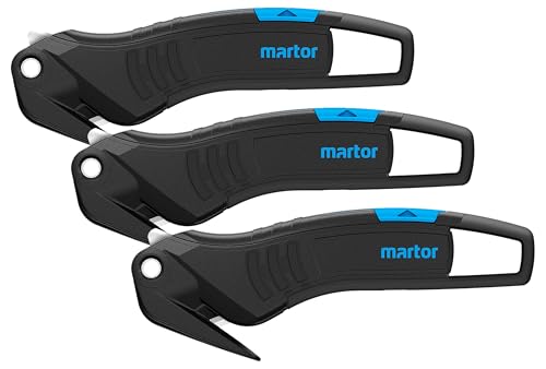 MARTOR Sicherheitsmesser, Verdeckte Klinge, SECUMAX 320, Profi Folienschneider Leicht, Kunststoff, Rechts- & Linkshänder, GS Geprüft (Packung mit 3) von MARTOR