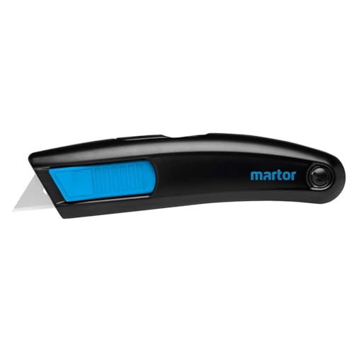 MARTOR Sicherheitsmesser Mit Klingeneinzug, SECUPRO MEGASAFE, Profi Cuttermesser, Aluminium, Rechts- & Linkshänder, Logistik, GS Geprüft von MARTOR