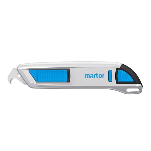 MARTOR Sicherheitsmesser mit Klingeneinzug und Hakenklinge, SECUNORM 500, Profi Cuttermesser, Aluminium, Rechts- & Linkshänder, GS Geprüft von MARTOR