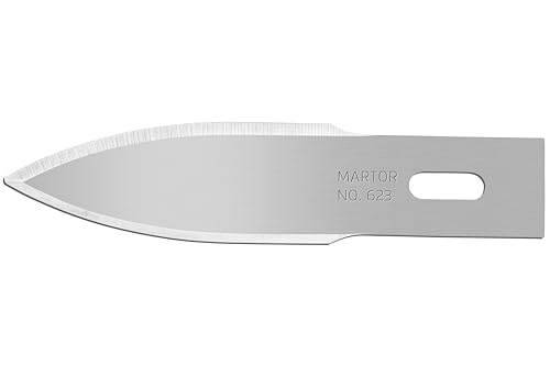 MARTOR 10 x KONVEXKLINGE, Skalpell Ersatzklingen, Skalpellklinge, 46,5 mm, Scharf, Im Spender, 2-seitiger Schliff, NR. 623 von MARTOR