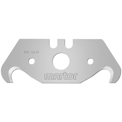 MARTOR 10 x HAKENKLINGE, Ersatzklingen Cuttermesser, Sicherheitsmesser, 18,8 mm, Scharf, Im Spender, 2-fach Nutzbar, NR. 5634 von MARTOR