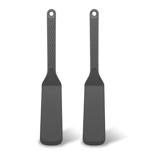 MARUKO 2 Stück Pfannenwender Silikon Spatel, Antihaft Silicone Spatula für Kochen Fisch, Pfannkuchen, Eier, Pizza, Steak, Bpa-Frei (Grau) von MARUKO