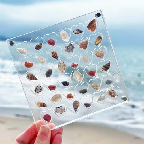 MARUKO Muschel Muschel-Displaybox, Magnetische Muschel-Vitrine Aus Acryl, Magnetic Seashell Display Box Fachbehälter für Perlen, Nägel, Schmuck (Herz) von MARUKO