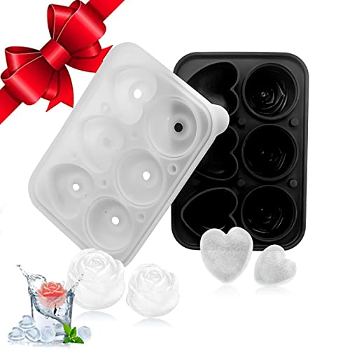 Rosen & Herzen Eiswürfelform, Silikon Eiswürfelform mit Deckel, Eiswürfelform Groß, Eiswürfelformen BPA Frei für Gekühlte Getränke, Cocktails und Saftgetränke Ice Cube Tray (Schwarz) von MARUKO