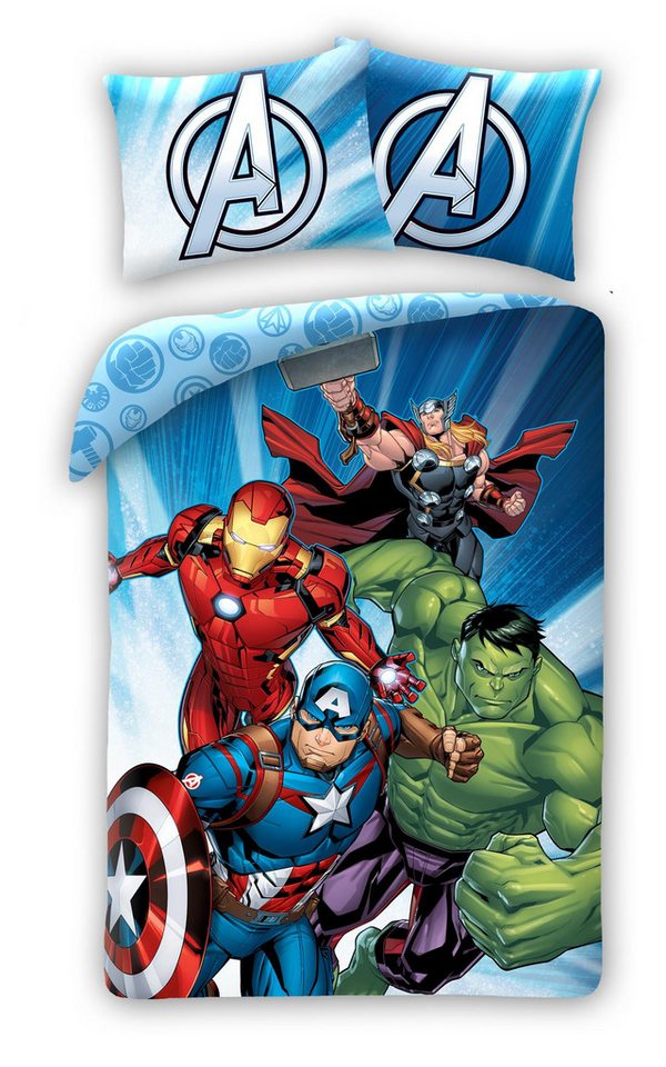 Bettwäsche Marvel Avengers Bettwäsche Set Kopfkissen Bettdecke für 135 140x200 cm, MARVEL, Renforcé, 2 teilig, 100% Baumwolle von MARVEL
