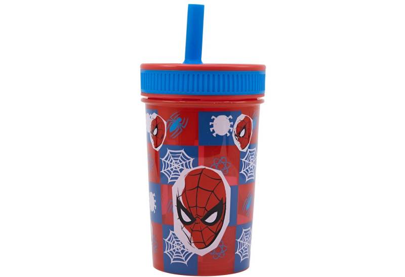 MARVEL Becher Marvel Spiderman Kinder Trinkbecher integriertem Halm 465 ml von MARVEL
