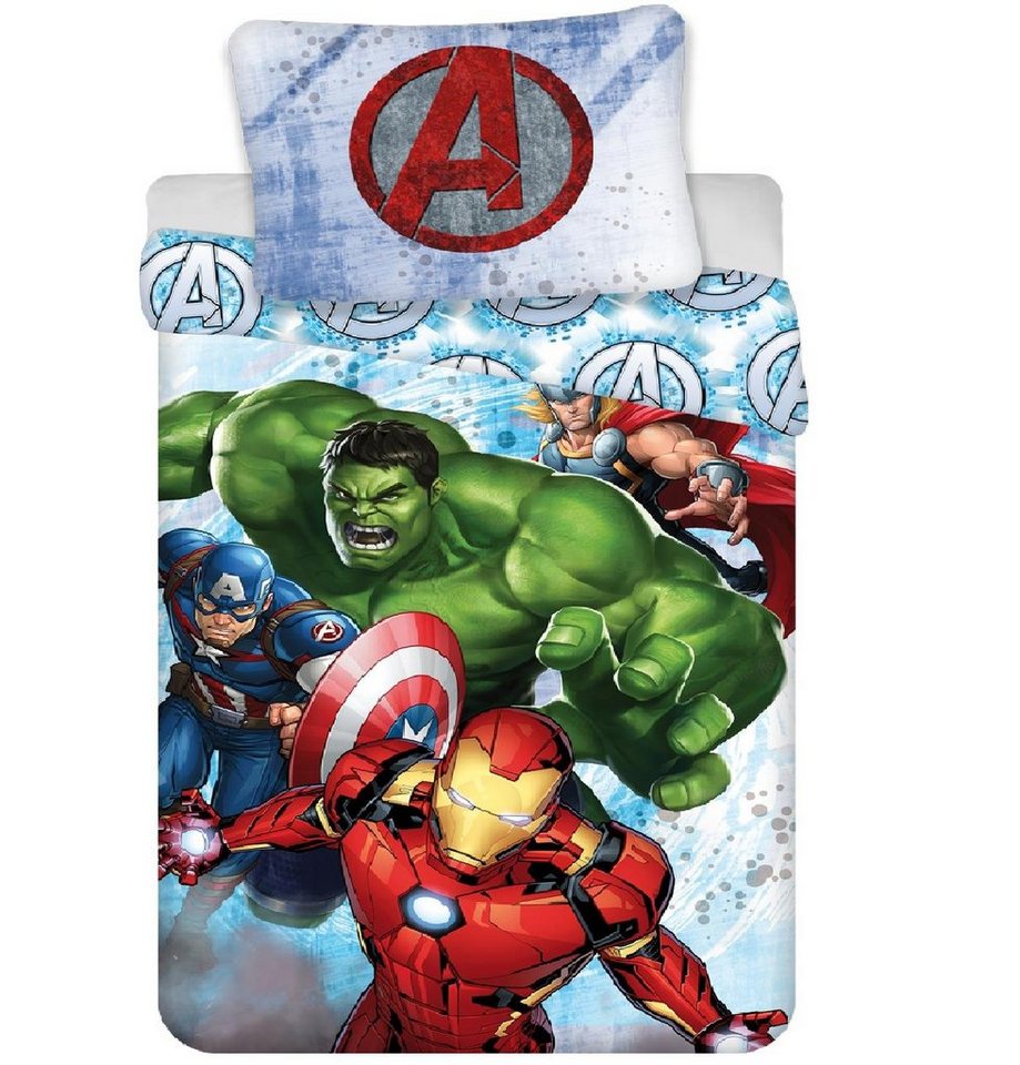MARVEL Bettwäsche Marvel Avengers Bettwäsche Kopfkissen Bettdecke für 135/140x200, Baumwolle, 2 teilig, Wendemotiv mit Reißverschluss MARVEL Bettwäsche Marvel Avengers Bettwäsche Kopfkissen Bettdecke für 135/140x200, Baumwolle, 2 teilig, Wendemotiv mit Reißverschluss von MARVEL