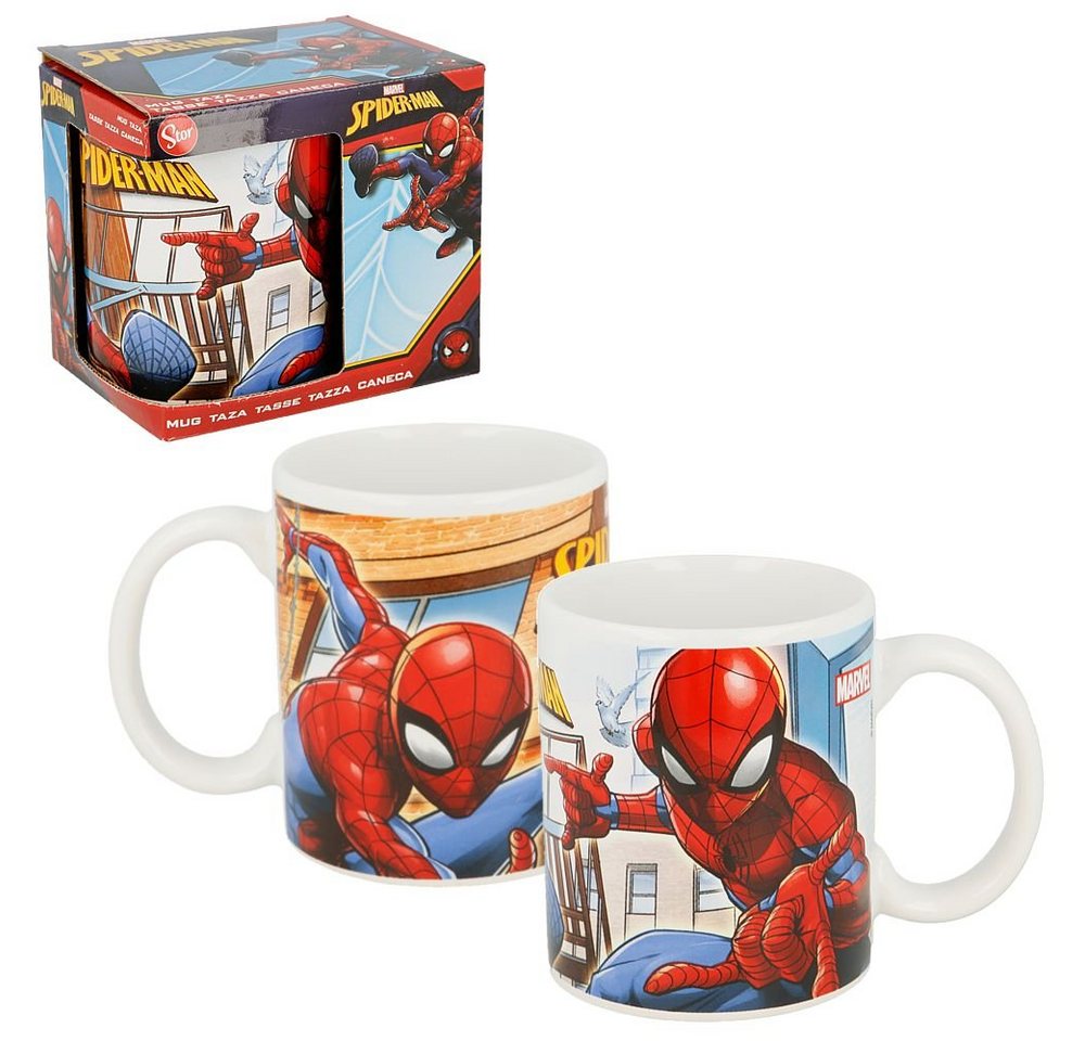 MARVEL Kindergeschirr-Set Keramik Tasse Marvel Spiderman 325 ml Henkel-Becher Geschenkbox, Porzellan von MARVEL