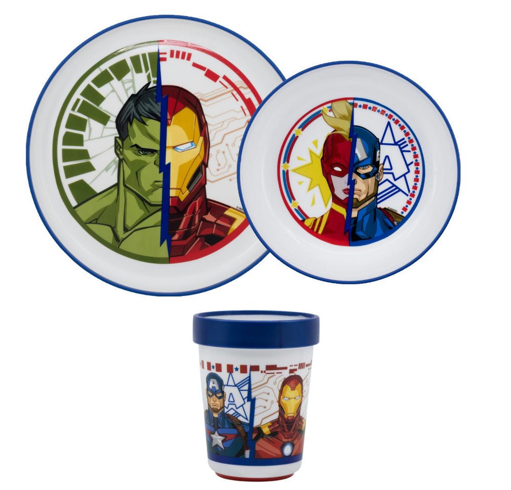 MARVEL Kindergeschirr-Set Marvel Avengers Kinder antirutsch Geschirr-Set 3 tlg (3-tlg), 1 Personen, Kunststoff, Becher Teller Schüssel von MARVEL