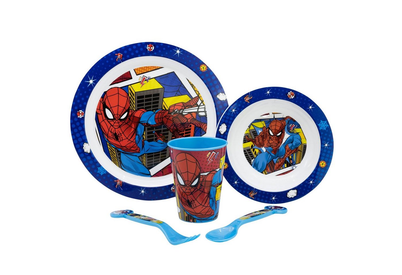 MARVEL Kindergeschirr-Set Marvel Spiderman Kinder Geschirr-Set 5 teilig (5-tlg), 1 Personen, Kunststoff von MARVEL