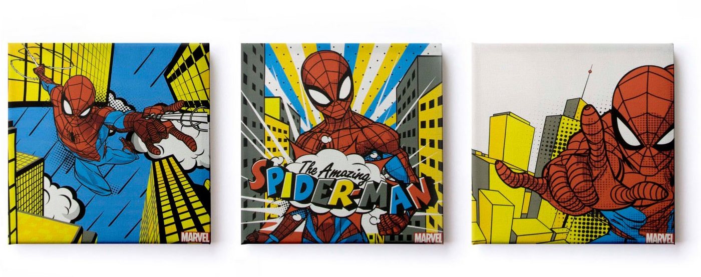 MARVEL Leinwandbild Leinwandbilder Set of 3 Spiderman 3/30X30cm, (Packung, 3 St) von MARVEL