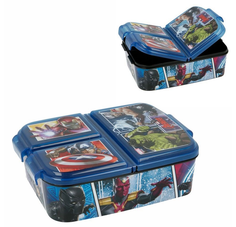 MARVEL Lunchbox Brotdose 3 Fächer Marvel Avengers Lunch to Go Vesper Dose von MARVEL