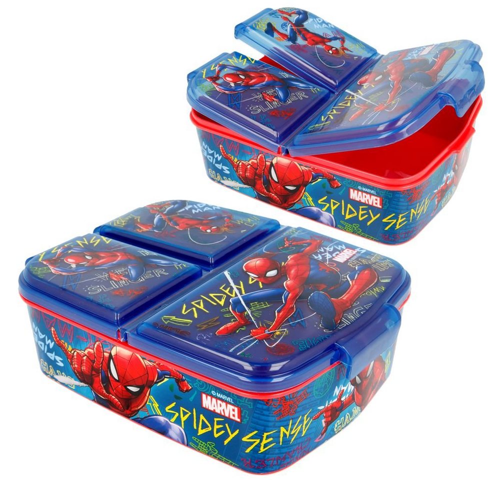 MARVEL Lunchbox Brotdose 3 Fächer Marvel Spiderman Lunch to Go Vesper Dose von MARVEL
