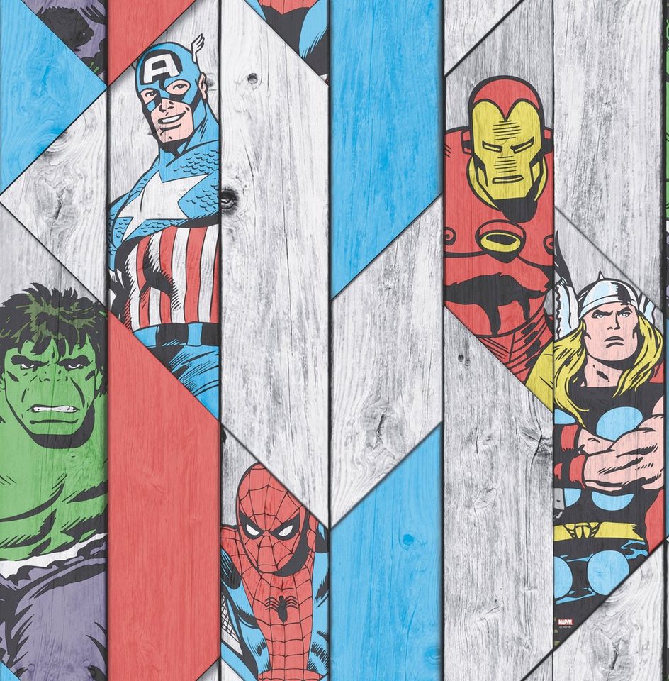 MARVEL Papiertapete Marvel Wood Panel, Holz, 1000 cm Länge von MARVEL