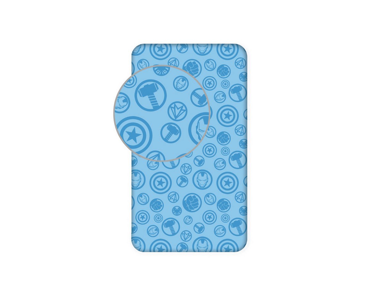 MARVEL Spannbettlaken Avengers Unisex Kinder, Jersey, (1 Stück), Spannbettlaken, Spannlaken, Spannbezug, Matratzenbezug, Bettbezug von MARVEL