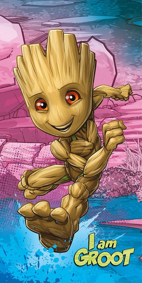 MARVEL Strandtücher Marvel Handtuch Strandtuch „I am Groot” Movie 70 x 140 cm Baumwolle, Frottee von MARVEL