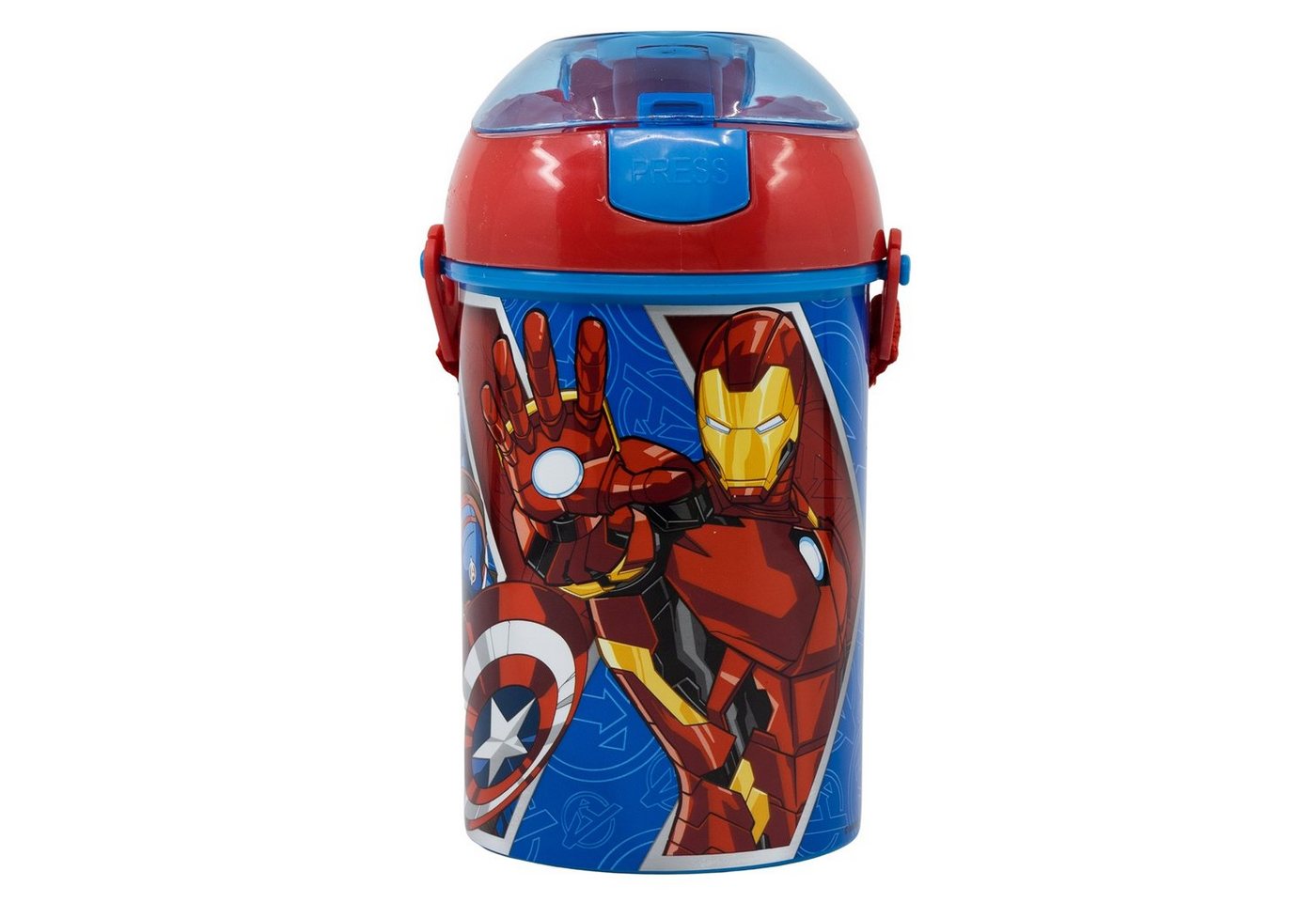MARVEL Trinkflasche Marvel Avengers Wasserflasche, Flasche Trinkhalm Gurt 450 ml von MARVEL