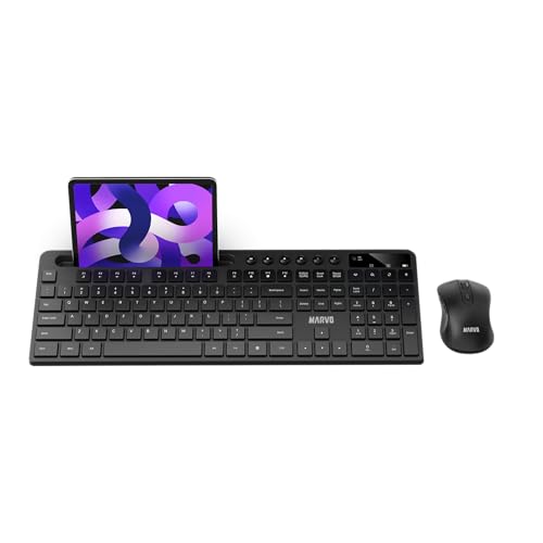 MARVO Kabelloses Tastatur und Maus Set, 2.4G Wireless, Ergonomisch, mit Smartphone-Halterung, für PC/Laptop, Schwarz MARVO Kabelloses Tastatur und Maus Set, 2.4G Wireless, Ergonomisch, mit Smartphone-Halterung, für PC/Laptop, Schwarz von MARVO