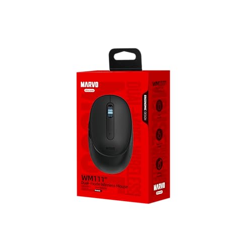 MARVO WM111-BK Kabellose Maus, Dual-Mode Bluetooth 5.2 & 2.4GHz, 6 Programmierbare Tasten, 1600 DPI, Wiederaufladbar MARVO WM111-BK Kabellose Maus, Dual-Mode Bluetooth 5.2 & 2.4GHz, 6 Programmierbare Tasten, 1600 DPI, Wiederaufladbar von MARVO