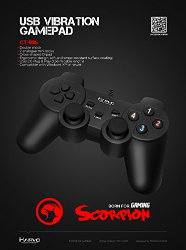 Marvo GT-006 Gamepad für PC Gaming-Controller Double Shock JoyPad USB-Kabel 1,5m von MARVO