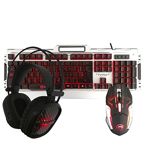 Marvo Gamer Kit Tastatur, Kopfband, Maus/Draht/Hintergrundbeleuchtung/CM-303 Marvo Gamer Kit Tastatur, Kopfband, Maus/Draht/Hintergrundbeleuchtung/CM-303 von MARVO