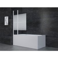 Badewannenfaltwand White Stripes 100 x 140 cm - wei� - 2-teilig faltbar - Badewannenaufsatz � Duschtrennwand � Duschabtrennung f�r Badewannen von MARWELL