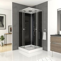 Duschkabine Black Square m 90 x 90 x 215 cm - silber - Eckdusche - Komplettdusche - Dusche � Duschabtrennung � Duschwand - silber Dusche- schwarze von MARWELL