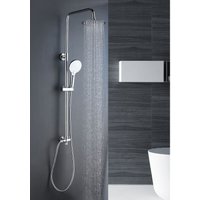 Duschsystem Bayala Round Duschsäule mit Regendusche - 20 cm Duschgarnitur Dusch-Set mit verstellbarer Haltestange Handbrause mit 3 Strahlarten von MARWELL