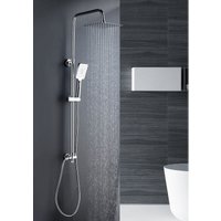Duschsystem Bayala Square Duschs�ule mit Regendusche 20x20 cm Duschgarnitur Dusch-Set mit verstellbarer Haltestange Handbrause mit 3 Strahlarten von MARWELL