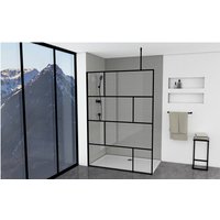 Marwell - Duschwand, schwarz 140 x 195 cm - inkl. Deckenhalterung - Begehbare Dusche - Walk-In � Duschabtrennung � Siebdruck von MARWELL