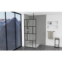 Marwell - Duschwand, schwarz 90 x 195 cm - inkl. Deckenhalterung - Begehbare Dusche - Walk-In � Duschabtrennung � Siebdruck von MARWELL