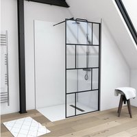 Duschwand, schwarz 90 x 195 cm - inkl. Wandhalterung - Begehbare Dusche - Walk-In � Duschabtrennung � Siebdruck - Marwell von MARWELL