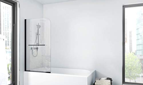 MARWELL Badewannenaufsatz mit Handtuchhalter 75 x 140 cm Duschkabinen und -wände 75 x 140 cm Matt Schwarz von MARWELL