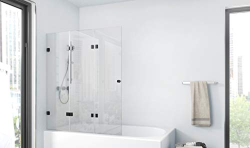 MARWELL rahmenloser Badewannenaufsatz 120 x 140 cm Küchen- & Badinstallation 120 x 140 cm Matt Schwarz von MARWELL