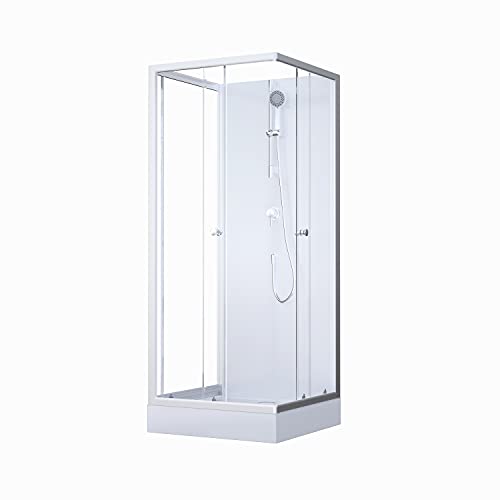 MARWELL Design Komplettdusche Fertigdusche White Dream 80 x 80 x 200 cm – mit Eckeinstieg und mehreren Aufbaumöglichkeiten - Duschkabine mit hochwertigen Aluminiumprofilen - Einstiegshöhe 15 cm von MARWELL