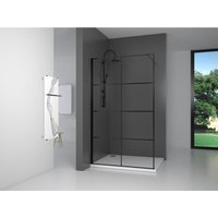 Duschabtrennung Walk-In 'black window Walk-In' - 120x195cm - beidseitig montierbar - mit Stabilisationsbügel - hochwertige Aluminiumprofile - Marwell von MARWELL