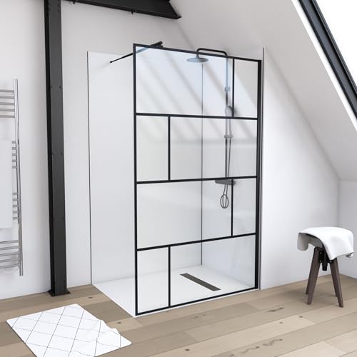 MARWELL Duschwand in modernem Design 120 x 195 cm - Glasdusche mit matt schwarzen Wandprofil - Einscheibensicherheitsglas für höchste Sicherheit - Montage auf Duschwanne oder Fliese von MARWELL