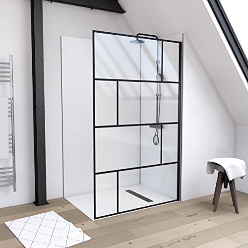 MARWELL Duschwand in modernem Design 120 x 195 cm - Trennwand aus Glas mit matt schwarzen Wandprofil - Einscheibensicherheitsglas für höchste Sicherheit - Montage auf Duschwanne oder Fliesen von MARWELL